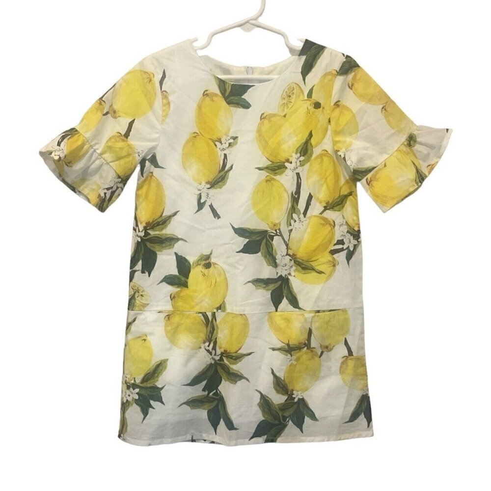 Elizabeth Cate Girls Dress White Floral Bell Sleeve Boutique Size 6 Years Lemon